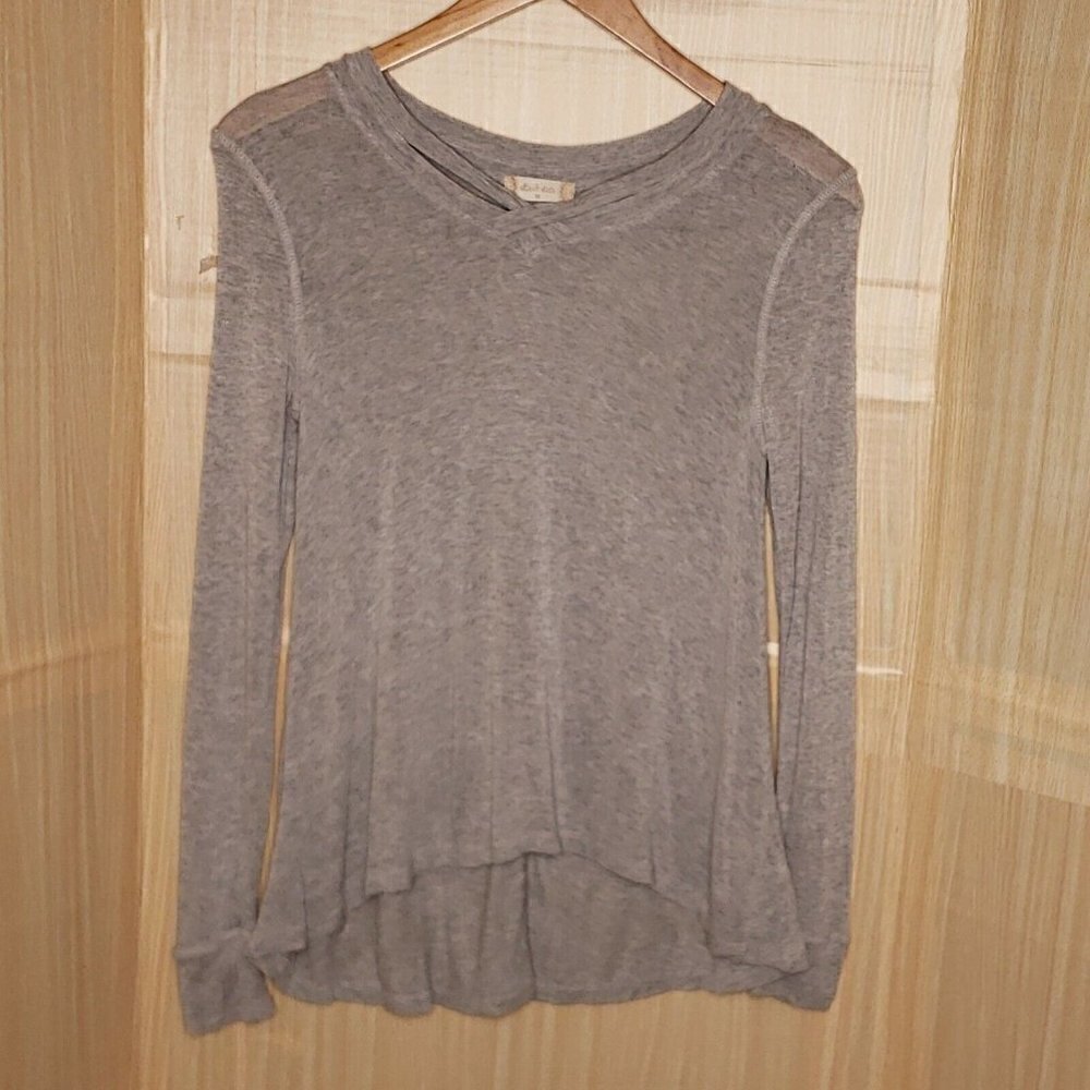 Altar'd State Womens Grey High Low Long Sleeve Knit Tunic Medium